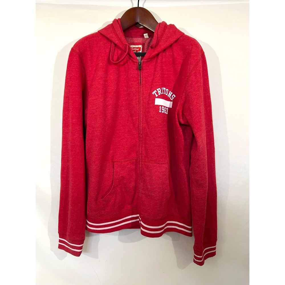 Triblend Sweats League Tritons College 1963 Men's Red Full Zip Hood Sz L